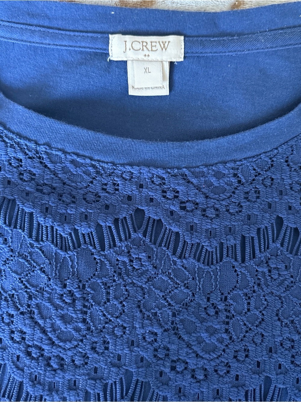 J. Crew Navy Crochet Lace Scoop Neck Top